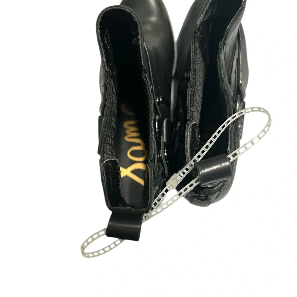 Sam Edelman, Dalma. Black Leather Ankle Boots - Picture 4 of 8